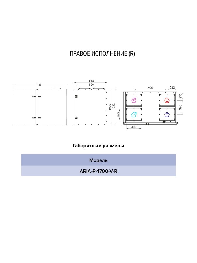 Установка приточно-вытяжная ARIA 1700 м3/ч вертикальная с роторным рекуператором лев. ERA PRO